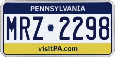 PA license plate MRZ2298