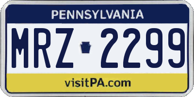 PA license plate MRZ2299