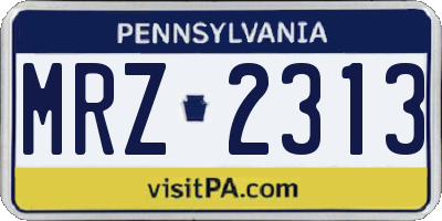 PA license plate MRZ2313