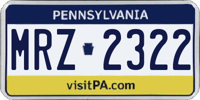 PA license plate MRZ2322