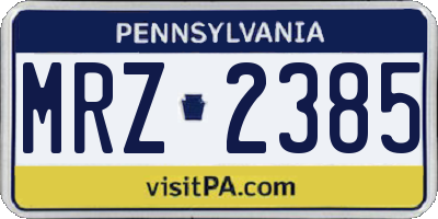 PA license plate MRZ2385