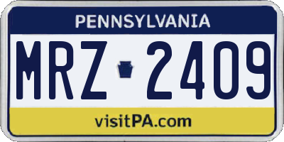 PA license plate MRZ2409