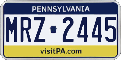 PA license plate MRZ2445