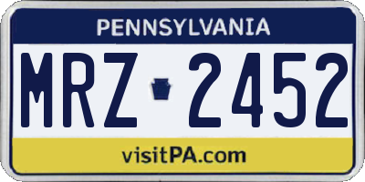 PA license plate MRZ2452
