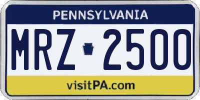 PA license plate MRZ2500