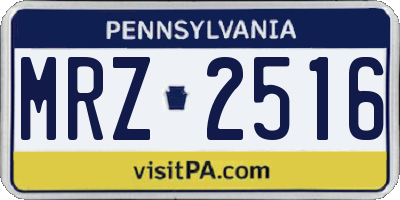 PA license plate MRZ2516