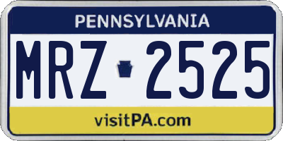 PA license plate MRZ2525