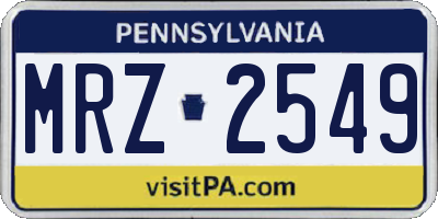 PA license plate MRZ2549