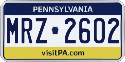 PA license plate MRZ2602