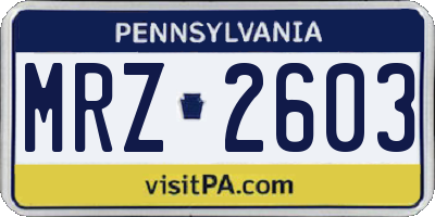 PA license plate MRZ2603
