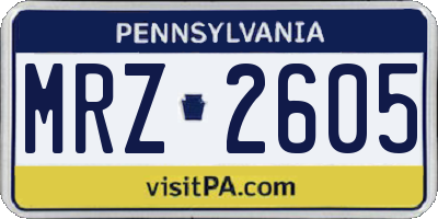PA license plate MRZ2605