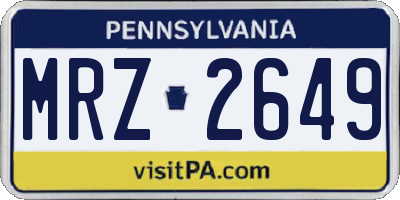 PA license plate MRZ2649