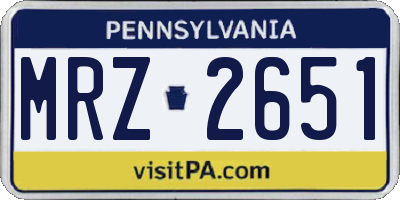 PA license plate MRZ2651