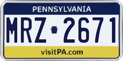 PA license plate MRZ2671