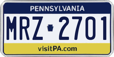 PA license plate MRZ2701
