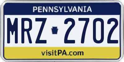 PA license plate MRZ2702