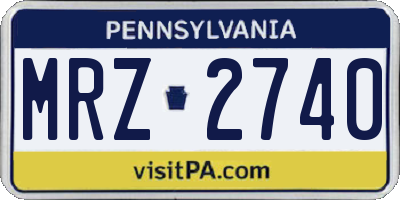 PA license plate MRZ2740