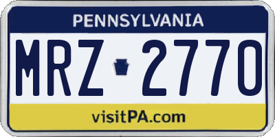 PA license plate MRZ2770