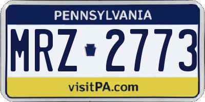 PA license plate MRZ2773