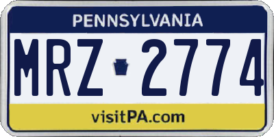 PA license plate MRZ2774