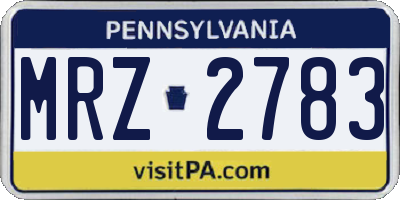 PA license plate MRZ2783
