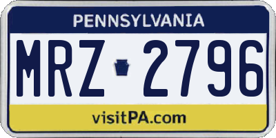 PA license plate MRZ2796