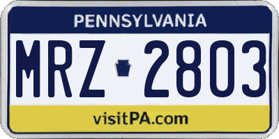 PA license plate MRZ2803