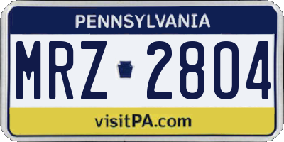 PA license plate MRZ2804