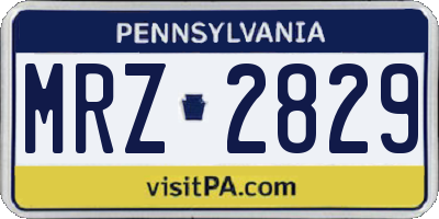 PA license plate MRZ2829