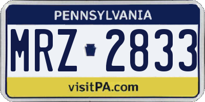 PA license plate MRZ2833