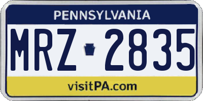 PA license plate MRZ2835