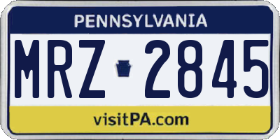 PA license plate MRZ2845