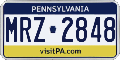 PA license plate MRZ2848