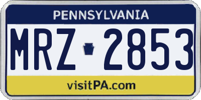 PA license plate MRZ2853
