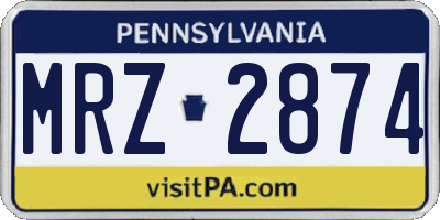 PA license plate MRZ2874