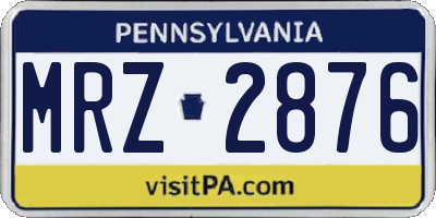 PA license plate MRZ2876
