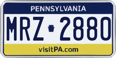 PA license plate MRZ2880