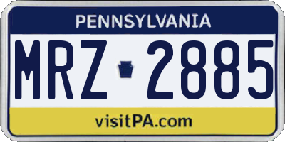 PA license plate MRZ2885