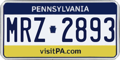PA license plate MRZ2893