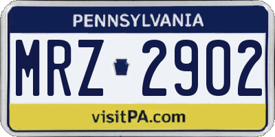 PA license plate MRZ2902