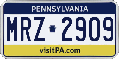 PA license plate MRZ2909