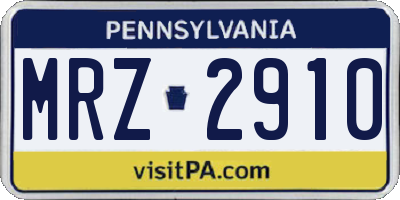 PA license plate MRZ2910