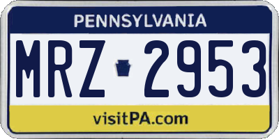 PA license plate MRZ2953