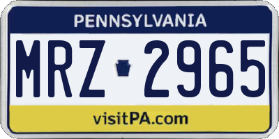 PA license plate MRZ2965