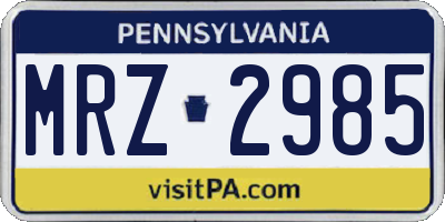 PA license plate MRZ2985