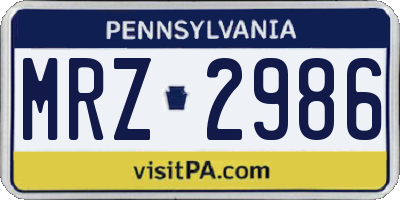 PA license plate MRZ2986