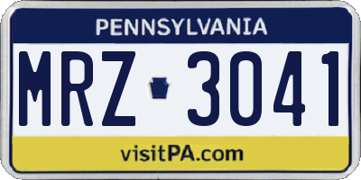 PA license plate MRZ3041