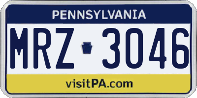 PA license plate MRZ3046