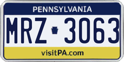 PA license plate MRZ3063