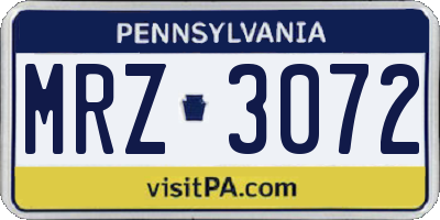 PA license plate MRZ3072